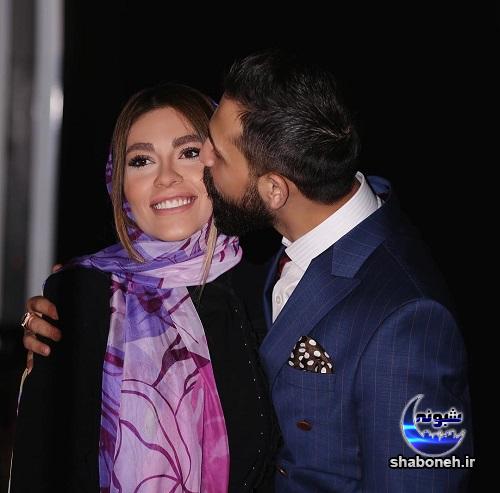 بوسه محسن افشانی و همسرش بوسه محسن افشانی بر همسرش