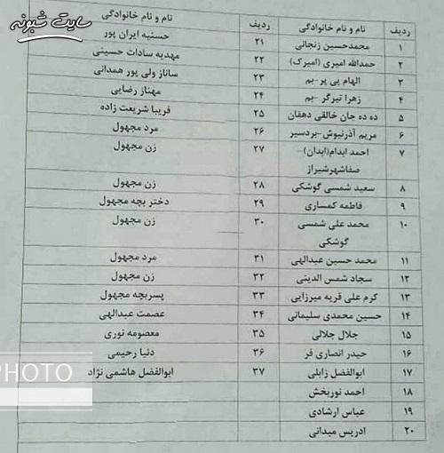 اسامی جان باختگان حادثه کرمان مراسم تشییع سردار سلیمانی