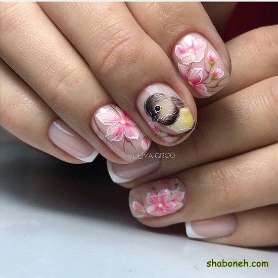 طراحی ناخن گل برجسته