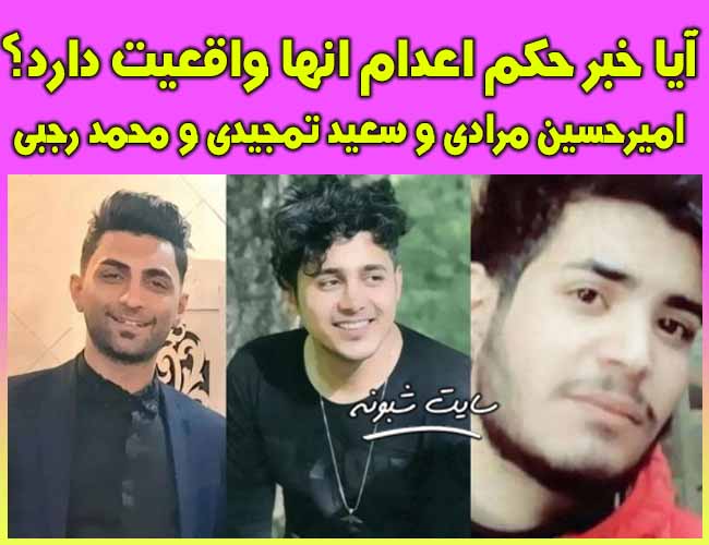 حکم اعدام امیرحسین مرادی و سعید تمجیدی و محمد رجبی 3 جوان معترض آبان ماه