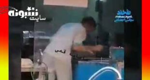 تف (آب دهان) انداختن نانوا روی نان (نانوایی چهارراه خانی آباد نو در تهران)