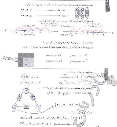 جواب تمرین های ریاضی کلاس هفتم فصل دوم صفحه 14 تا 25