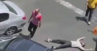 کلیپ تصادف با ماشین نمایشگاه و فریاد کشیدن در محل تصادف