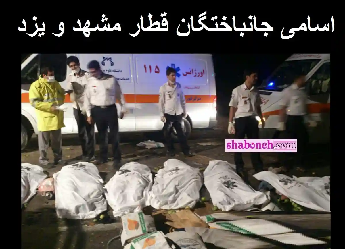 اسامی کشته شدگان و فوتی های حادثه قطار طبس مشهد یزد