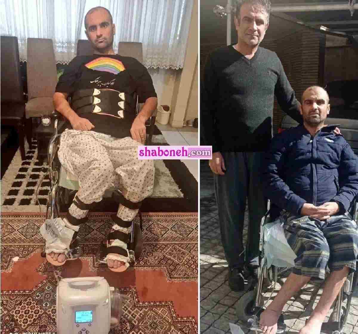 فیلم دردناک پدر کیان پیرفلک در حال فوتبال بازی کردن با ویلچر +عکس