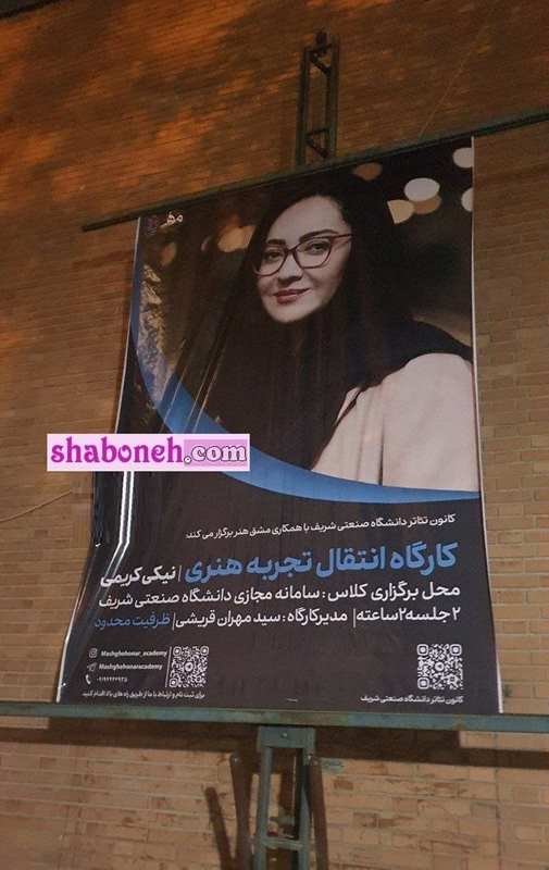 نیکی کریمی بازیگر سینما و تلویزیون به عنوان استاد دانشگاه شریف تدریس می‌کند