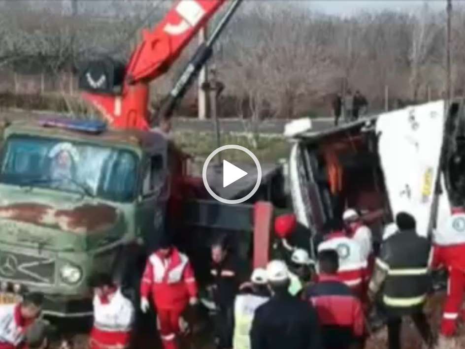 فیلم لحظه حادثه اتوبوس اصفهان شیراز محور مرودشت سعادتشهر امروز