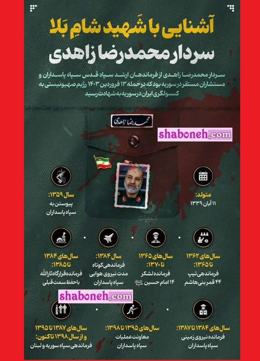 بیوگرافی سردار محمدرضا زاهدی سپاه قدس +عکس