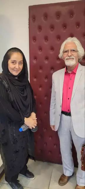 محمد حسین حسینی بازیگر و تهیه کننده سینما به همراه رویا افشار بازیگر